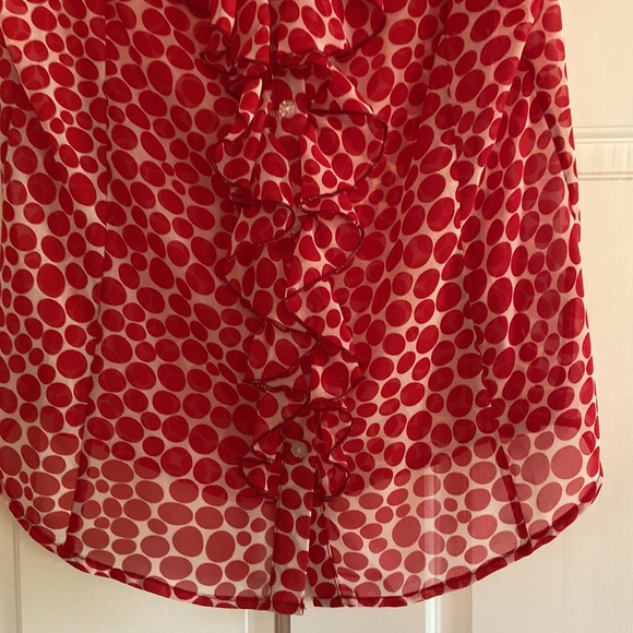 Soft Surroundings Red Polka Dot Blouse Med - Picture 3 of 5
